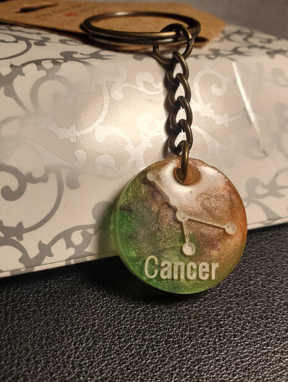 Celestial "Cancer" Zodiac Resin Keychain | Handcrafted Star Sign Accessory